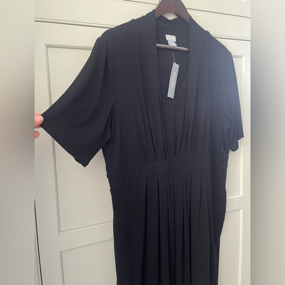 CHICO'S Soft Stretch Solid Black Pleated Dress Size 3 US 16 / 18 / XL NWT - Picture 3 of 9